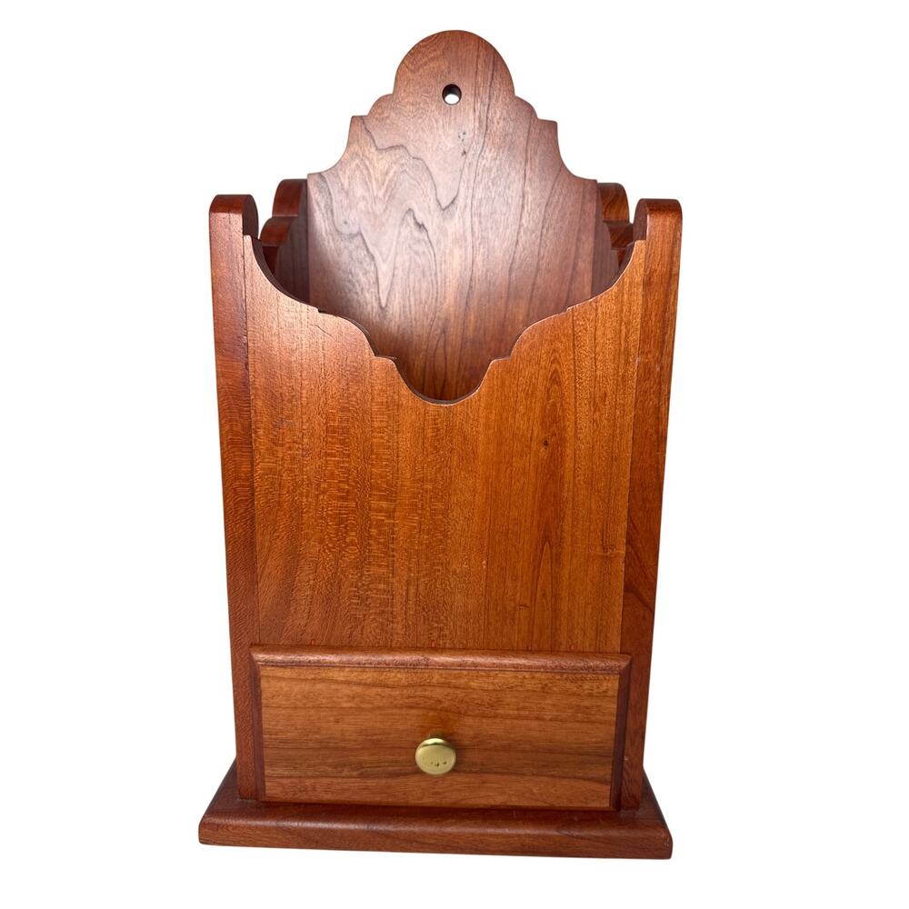 Vintage Wooden Newport Pipe Box candle stick holder with drawer